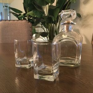 Blown Glass Decanter and Glass Set